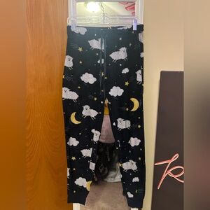 Secret Treasures Black Pajama Pants with Sheep and Moon Motif